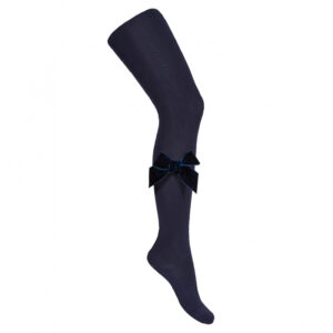 Condor Navy Velvet Bow Tights