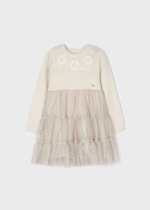 Mayoral Combined Knit and Tulle Dress