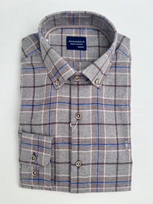 Bonachelo Greige Flannel Check Shirt