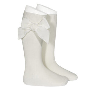 Condor Velvet Bow Knee Sock (Cream)