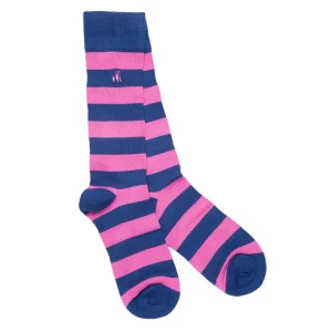 Swole Panda Bamboo Pink Wide Stripe Socks