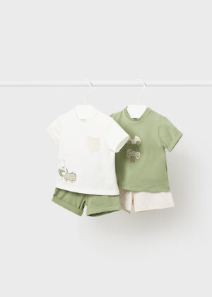 Mayoral Newborn 4 Piece Short and T-Shirt Set