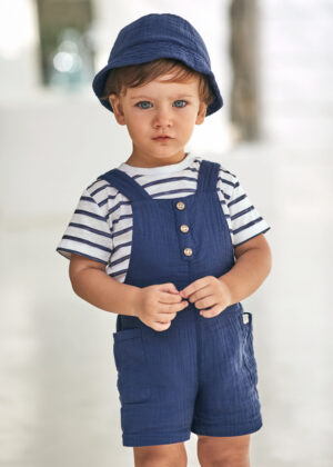 Mayoral Romper Shorts, Tee and Hat Set