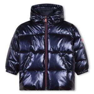 Billieblush Navy Metallic Hooded Puffer Jacket