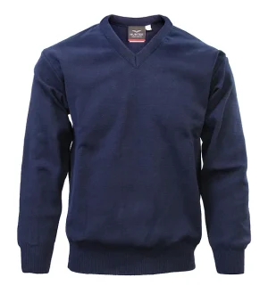 hunter navy v-neck acrylic school jumper.