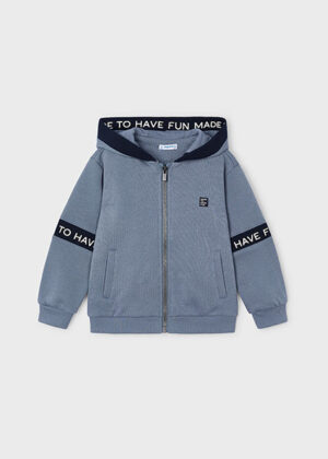 Mayoral Boy Text Stripe Zip Hoodie