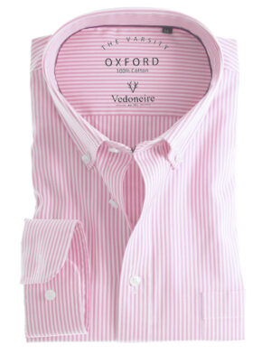 Vedoneire Cotton Oxford Pink Stripe Shirt