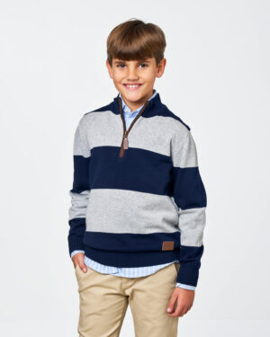 Spagnolo Stripe 1/4 Zip Knit