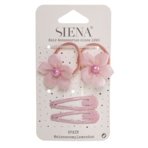 Siena 2 Pearl  Flower Hair Ties Glitter Hair Clips