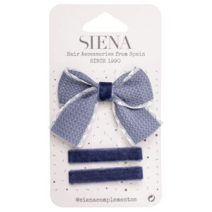 Siena Waffle Ribbon Hair Clip with Velvet Clips