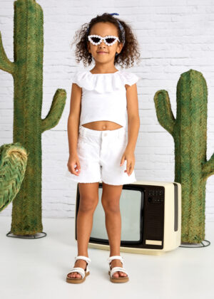 Mayoral Girls' White Twill Short