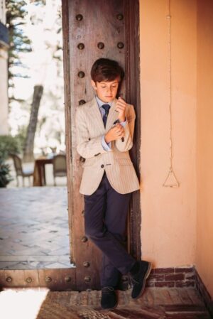 One Varones Beige Stripe Blazer