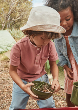 Mayoral Boys' Grandad Collar Polo - Salmon with White Trim