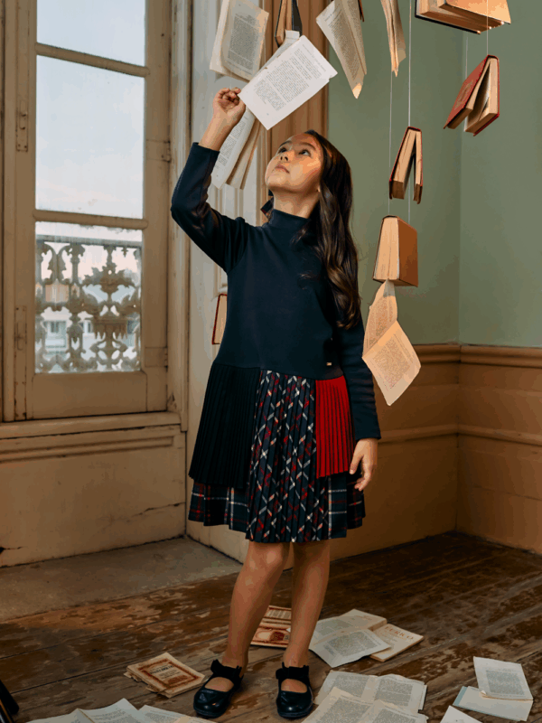 Patachou Tartan Pleat Dress