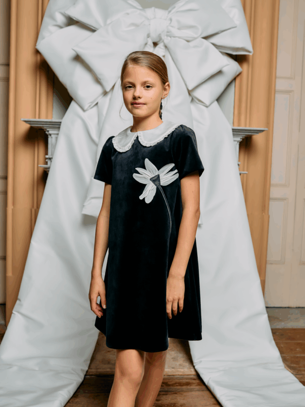 Patachou Velvet Collar Dress