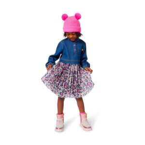 Billieblush Denim & Leopard Print Dress