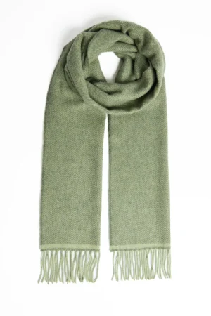 Foxford Green Herringbone Wool Scarf
