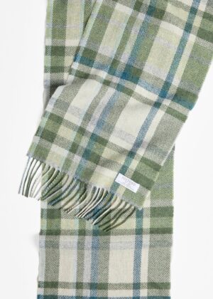 Foxford Green, Turquoise & Cream Tartan Lambswool Scarf