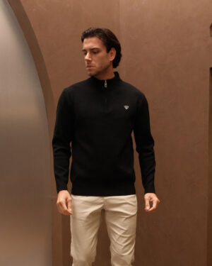 Walk & Hunt Classic Black 1/2 Zip Knitted Jumper