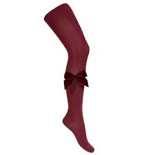 Condor Wine Velvet Bow Tights