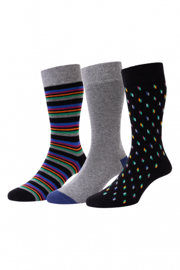 HJ Hall Dash & Stripe Multipack Cotton Socks