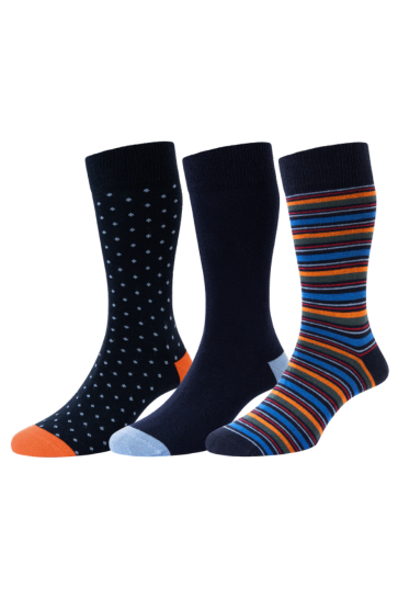 HJ Hall 3-Pair Stripe and Spots Socks
