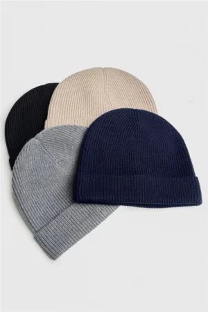 Cavani Beanie in grey and fawn – soft winter hat