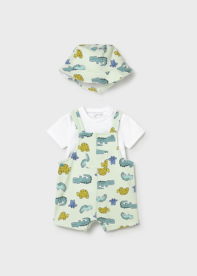 mayoral baby boy short, tee and hat reptile set