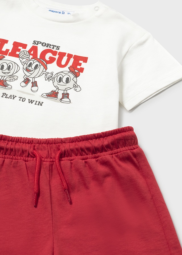 mayoral baby boy 3 piece set red short with two matching football these t-shirts