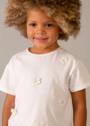 girls applique t-shirt in white