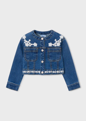 Mayoral Girls Denim Jacket with Guipure Detail