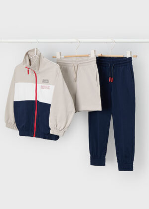 mayoral boys 3 piece tracksuit, joggers, short and top