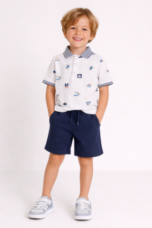 Boboli Boys Polo with Nautical Print Detail
