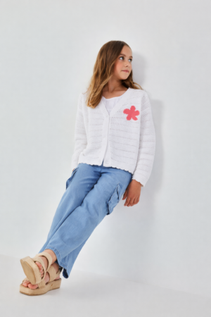Boboli Girls' Knitted White Cardigan