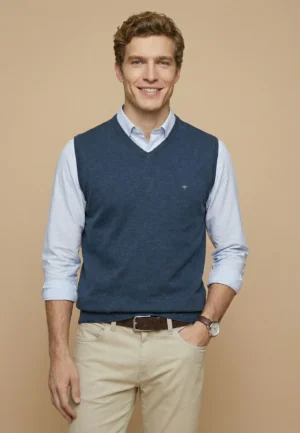 fynch hatton sleeveless pullover in blue