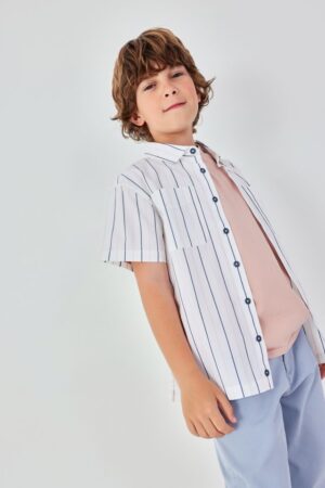 Boboli Boys Striped Short Sleeve Shirt