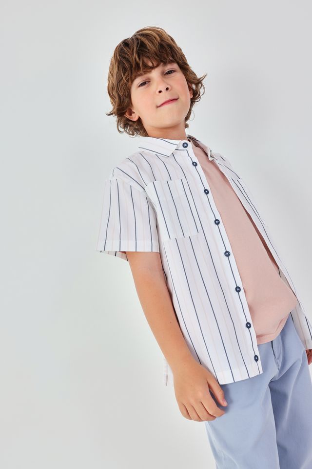 Boboli Boys Striped Short Sleeve Shirt