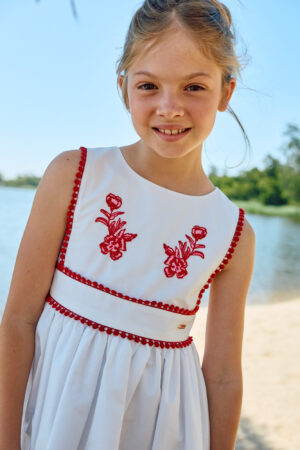 Patachou Elegant white dress with floral embroidery