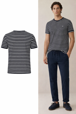 Fynch Hatton Navy Striped T-Shirt