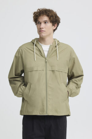 mens khaki hooded jacket lightweight windbreaker zip up casual