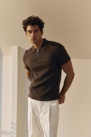 Casual Friday Floka Zip Knit Polo Shirt