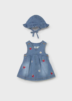 Mayoral Baby Girl Denim Dress with Hat