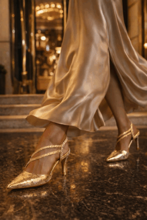 Kate Appleby Gold Calver Crackle Slingback