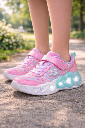 Skechers Girls Infinity Heart Lights-Heart Jewels Trainer