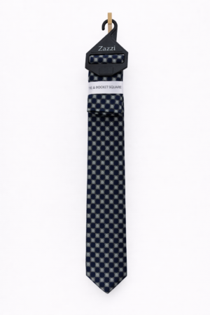 Zazzi Boys Navy and Green Tie and Pocket Square Set