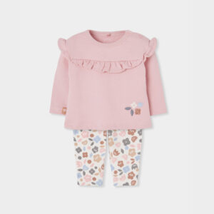Boboli Baby Girls Pink Top & Printed Leggings Set