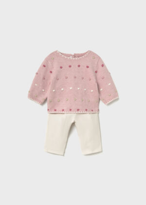 Complete Mayoral newborn girl outfit with matching jumper and trousers