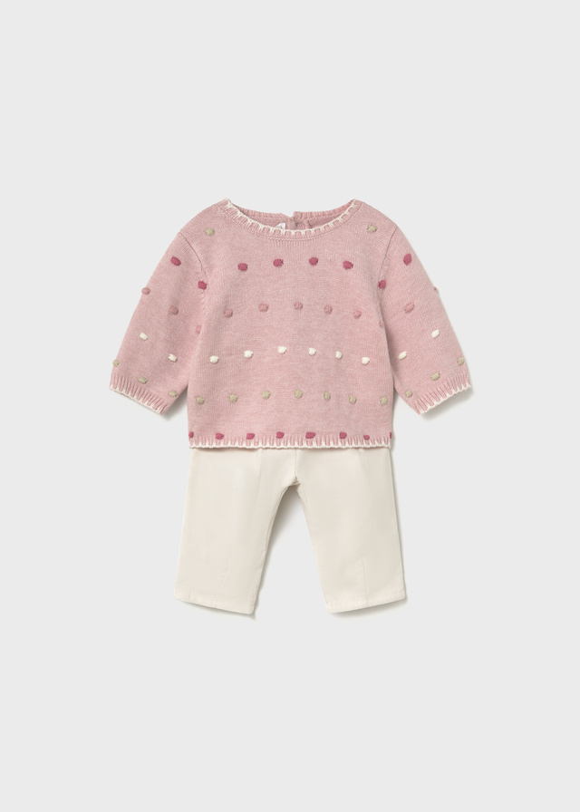 Complete Mayoral newborn girl outfit with matching jumper and trousers
