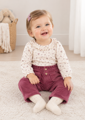 Mayoral Newborn Corduroy Trousers in Blackcurrant