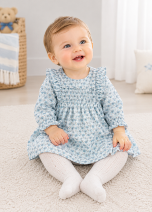 Mayoral Newborn Velvet Print Dress